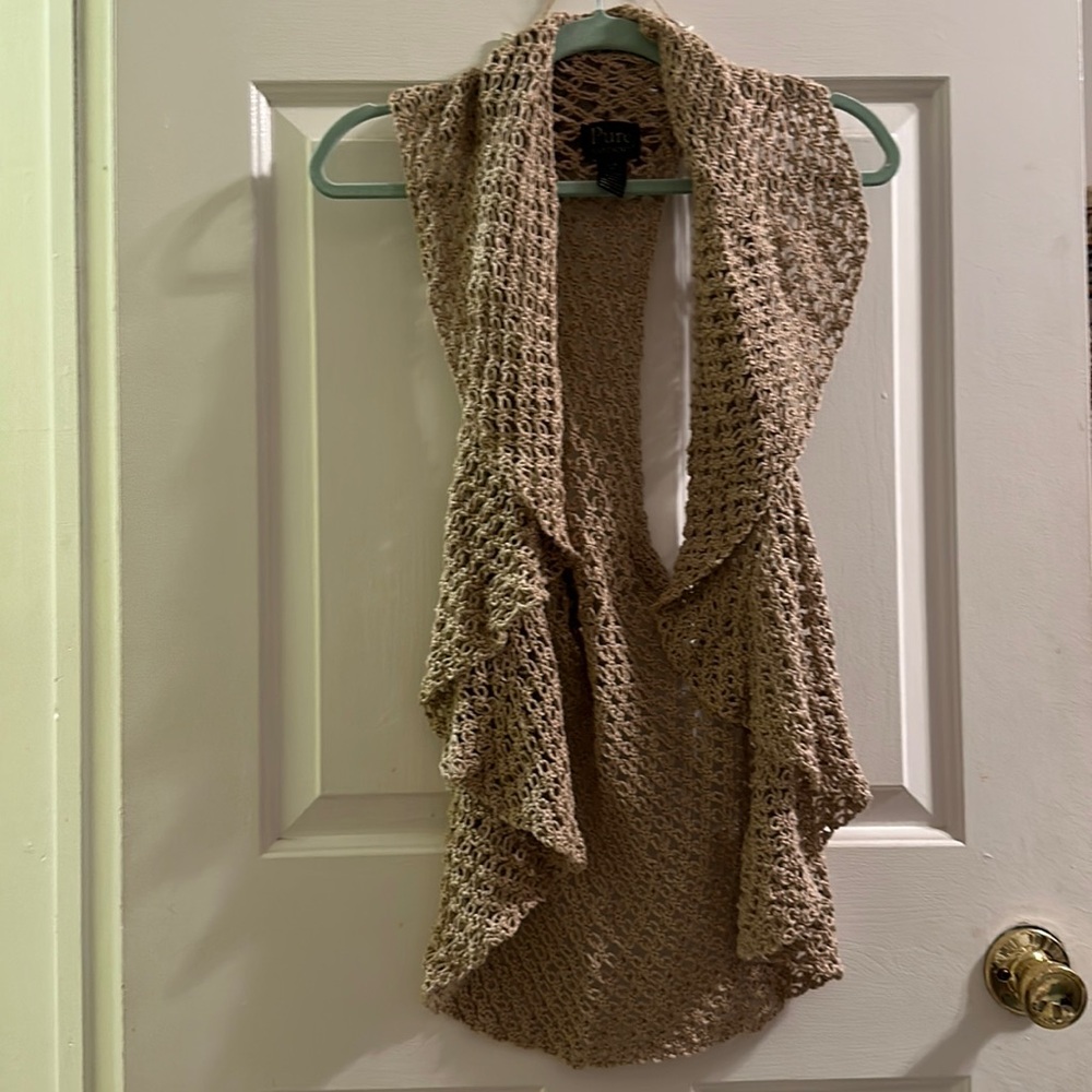 Anthropologie hand knit crochet vest